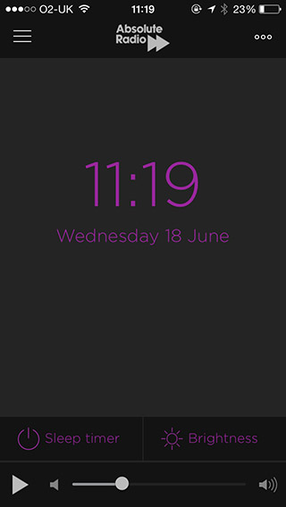 Absolute Radio Player iPhone night time screenshot