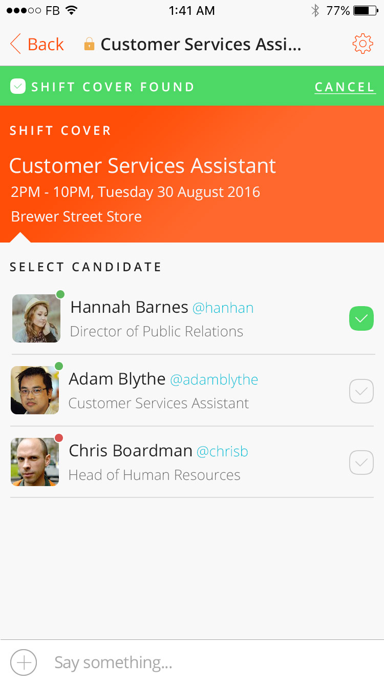 Chatttster app shift screenshot